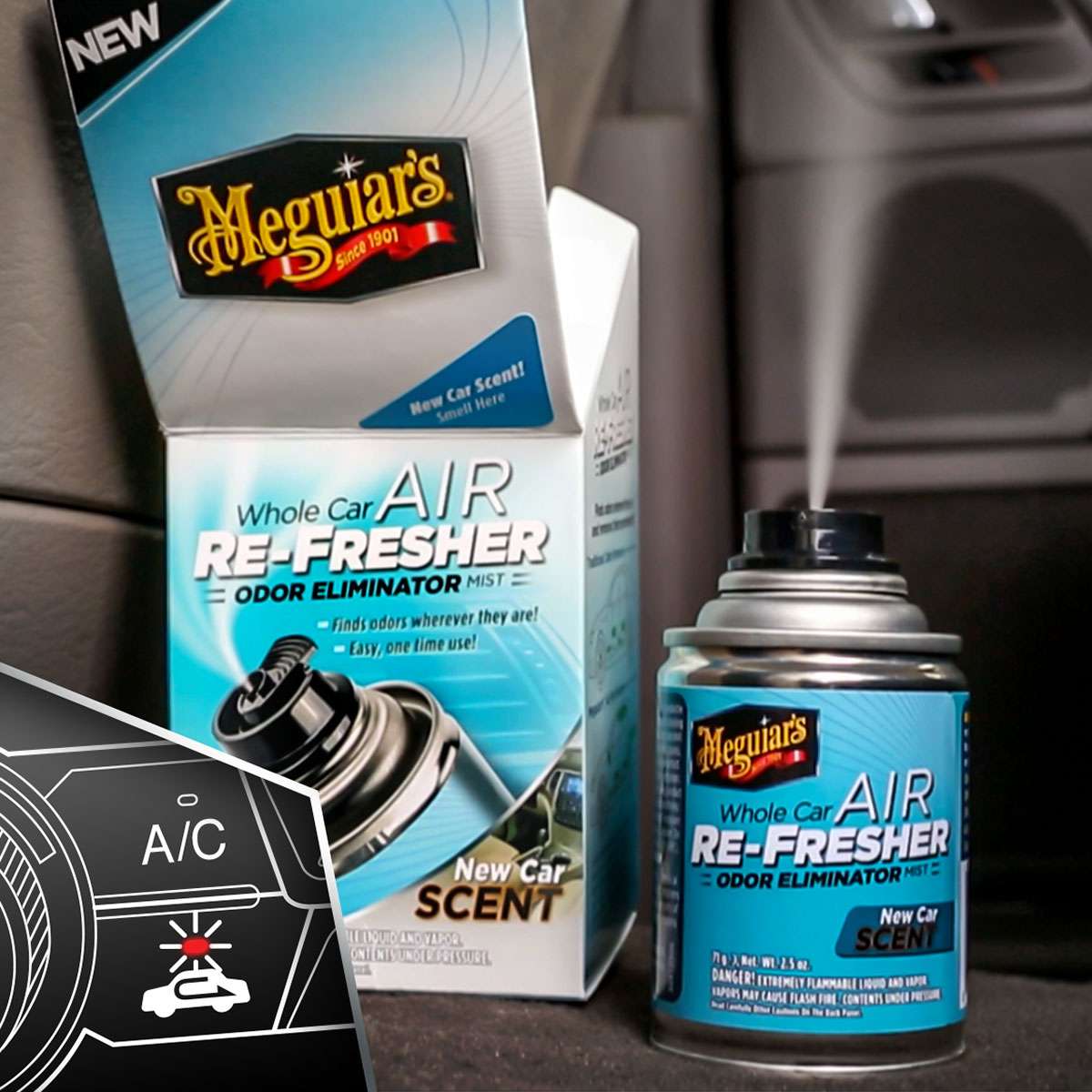  Meguiar's Whole Car Air Re-Fresher Odor Eliminator - New Car Scent